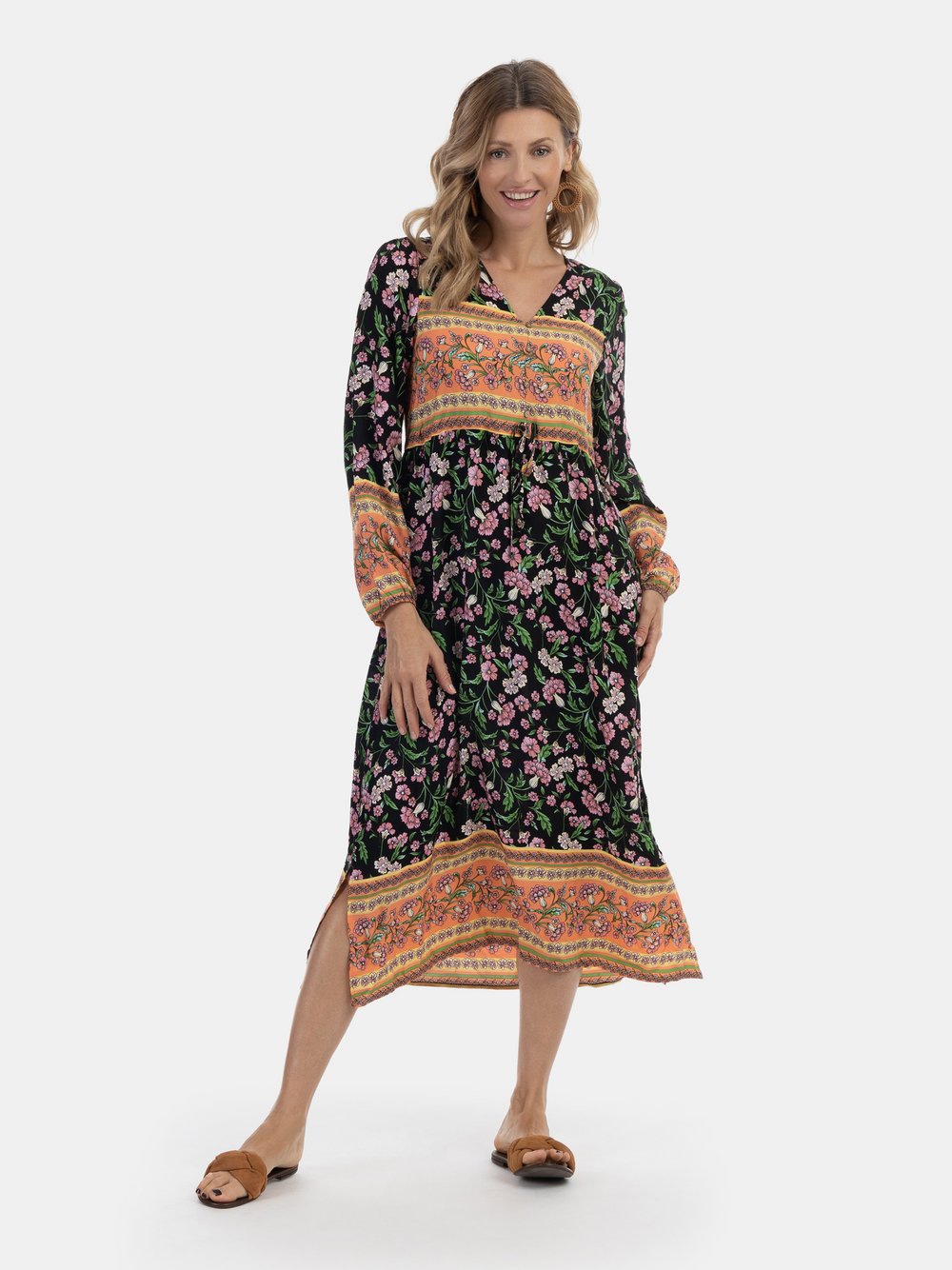 Usha Sommerkleid Damen Viskose gemustert