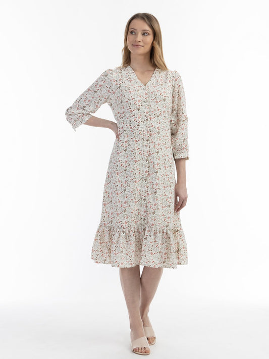 Usha Midi-Kleid mit Blumenprint Damen gemustert