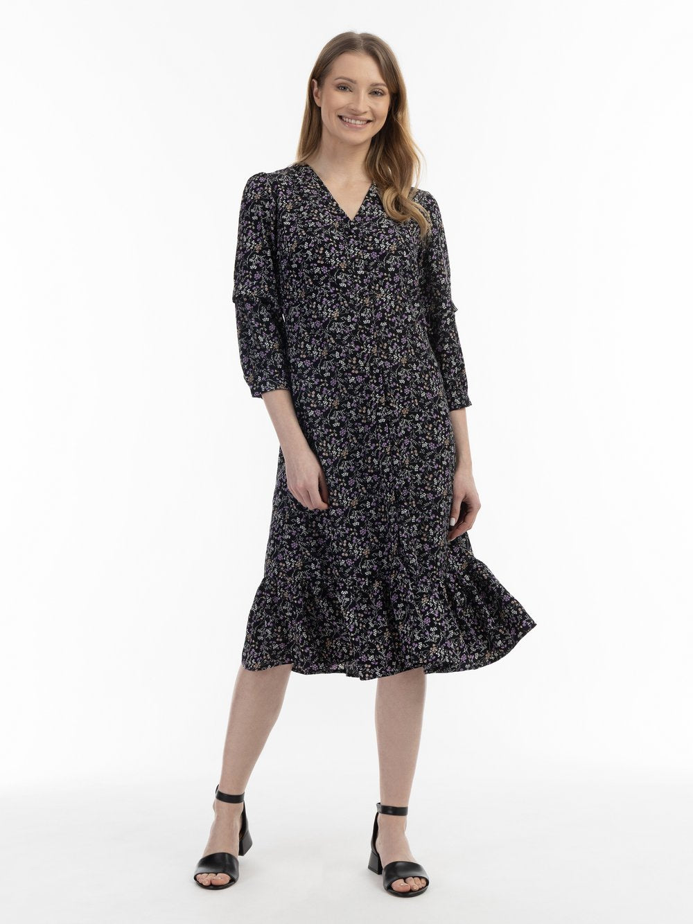 Usha Midi-Kleid mit Blumenprint Damen gemustert