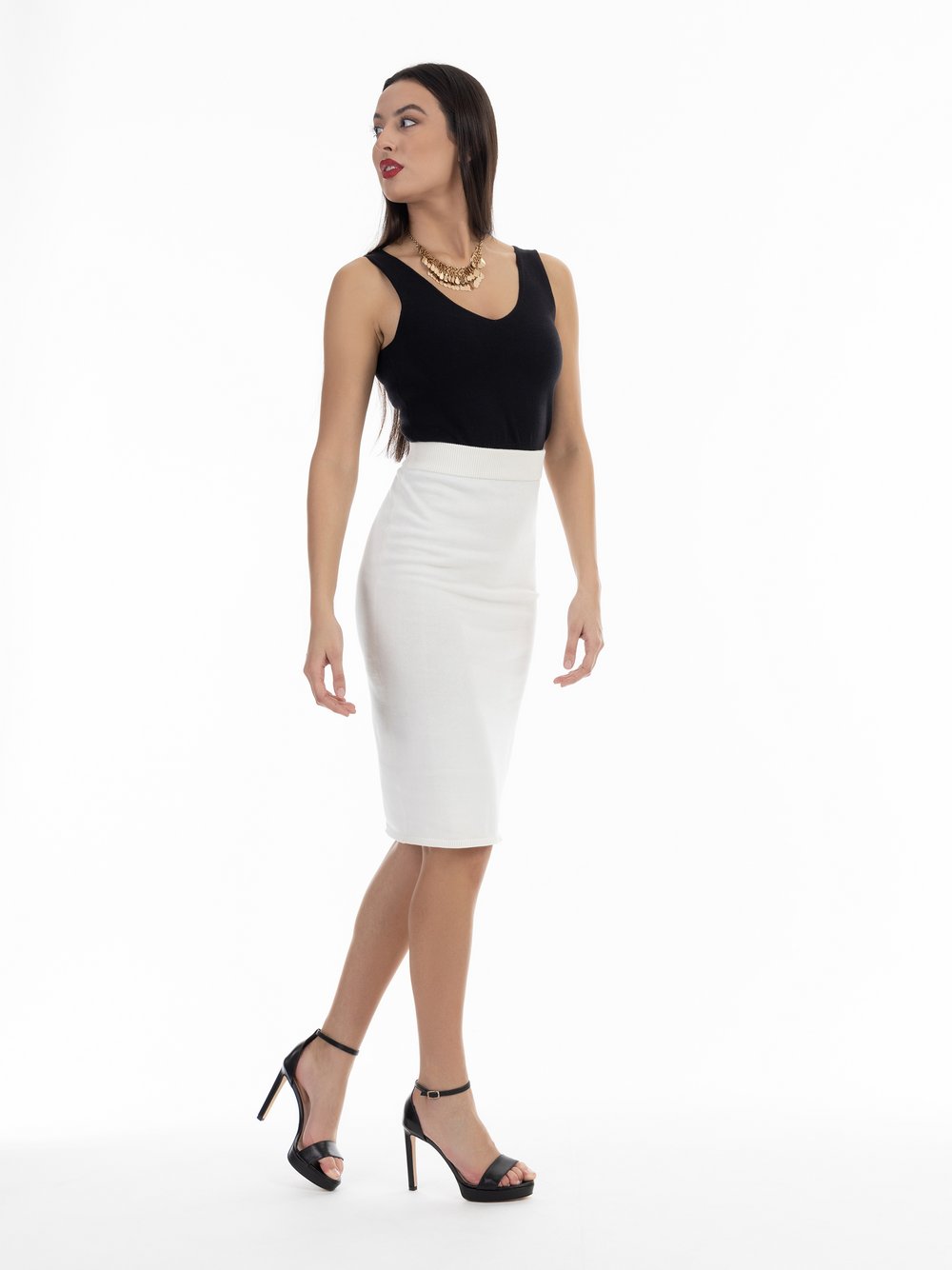 Faina Strick Midirock Damen Baumwolle
