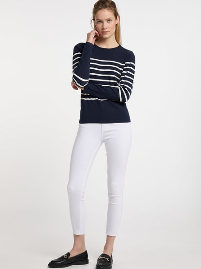 Dreimaster Strickpullover Damen Viskose gestreift