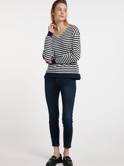 Dreimaster Strickpullover Damen Viskose gestreift