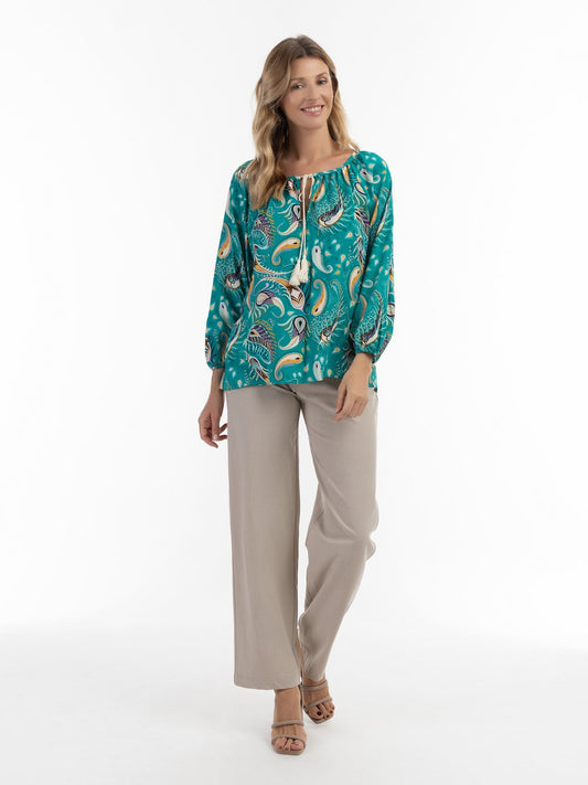 Usha Blusenshirt Damen Viskose gemustert