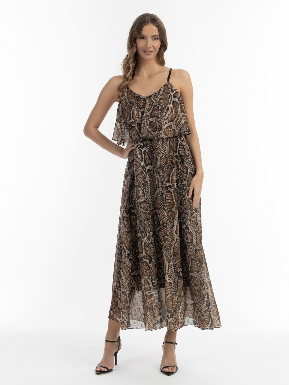 Faina Maxikleid mit Schlangen-Print Damen gemustert