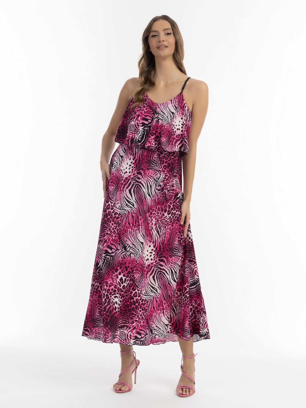Faina Maxikleid mit Animal-Print Damen Viskose gemustert