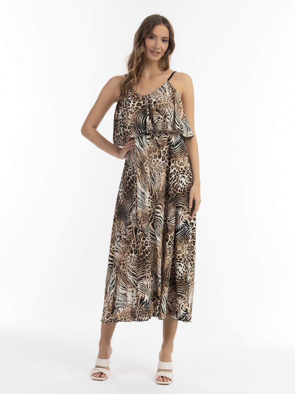 Faina Maxikleid mit Animal-Print Damen Viskose gemustert