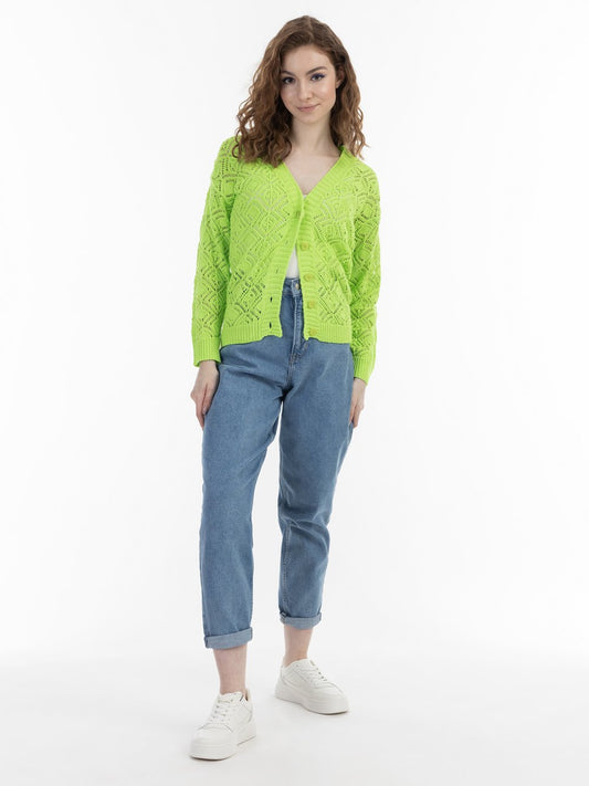 MyMo Strickcardigan Damen Baumwolle gemustert