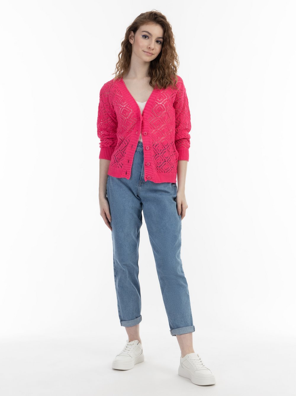 MyMo Strickcardigan Damen Baumwolle gemustert