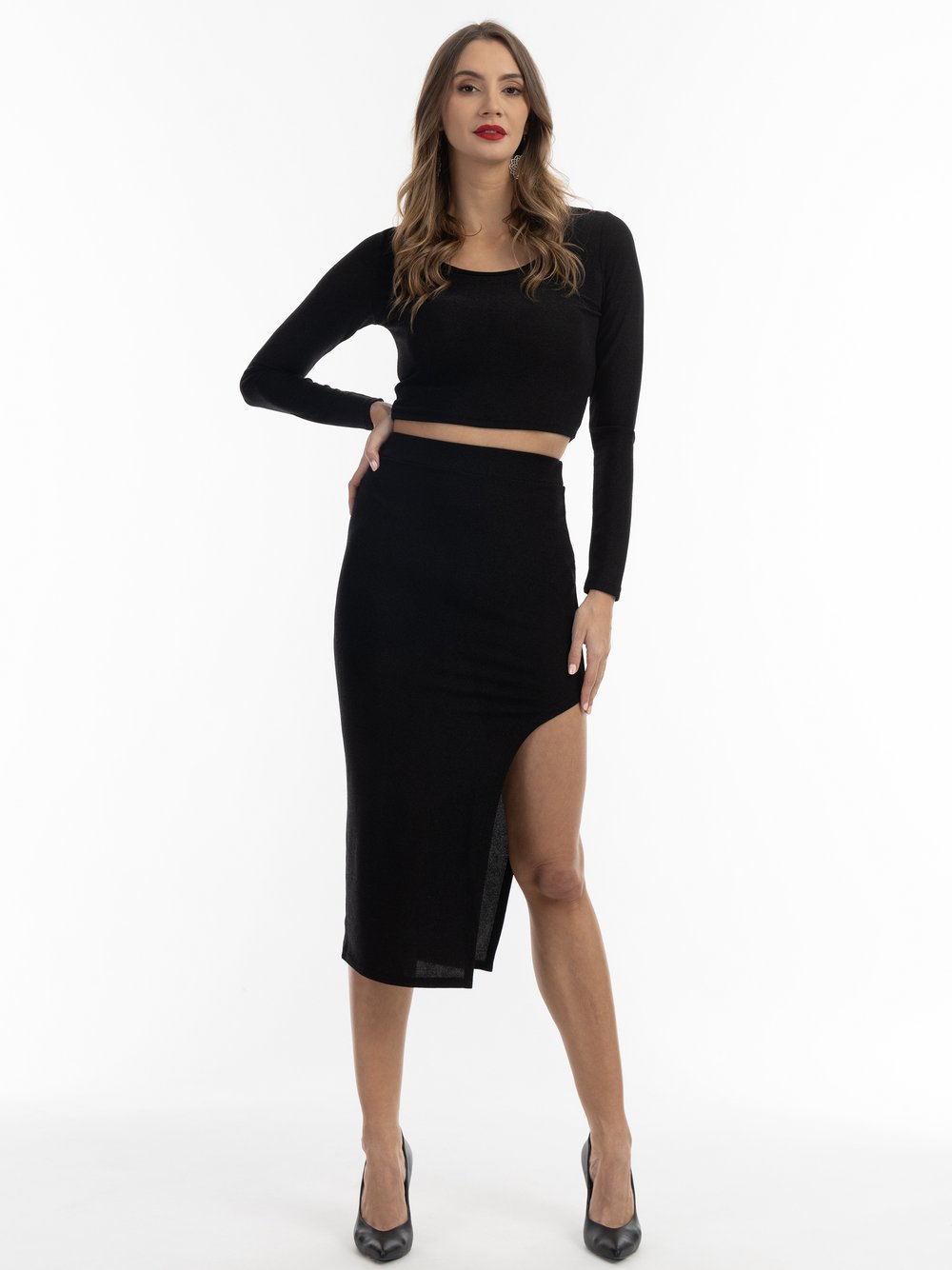 Faina Bleistiftrock in Glitzer-Optik Damen Polyamid