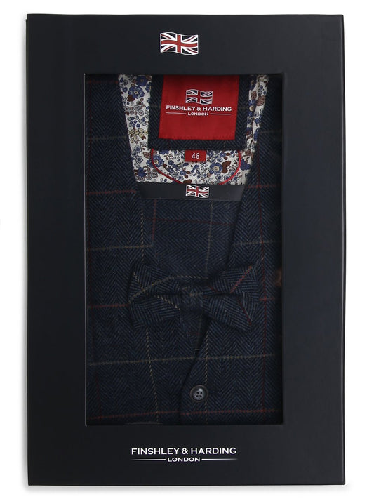 Finshley & Harding London Weste mit Fliege und Einstecktuch Herren kariert