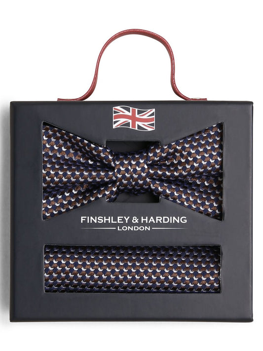 Finshley & Harding London Fliege und Einstecktuch aus Seide Herren gemustert