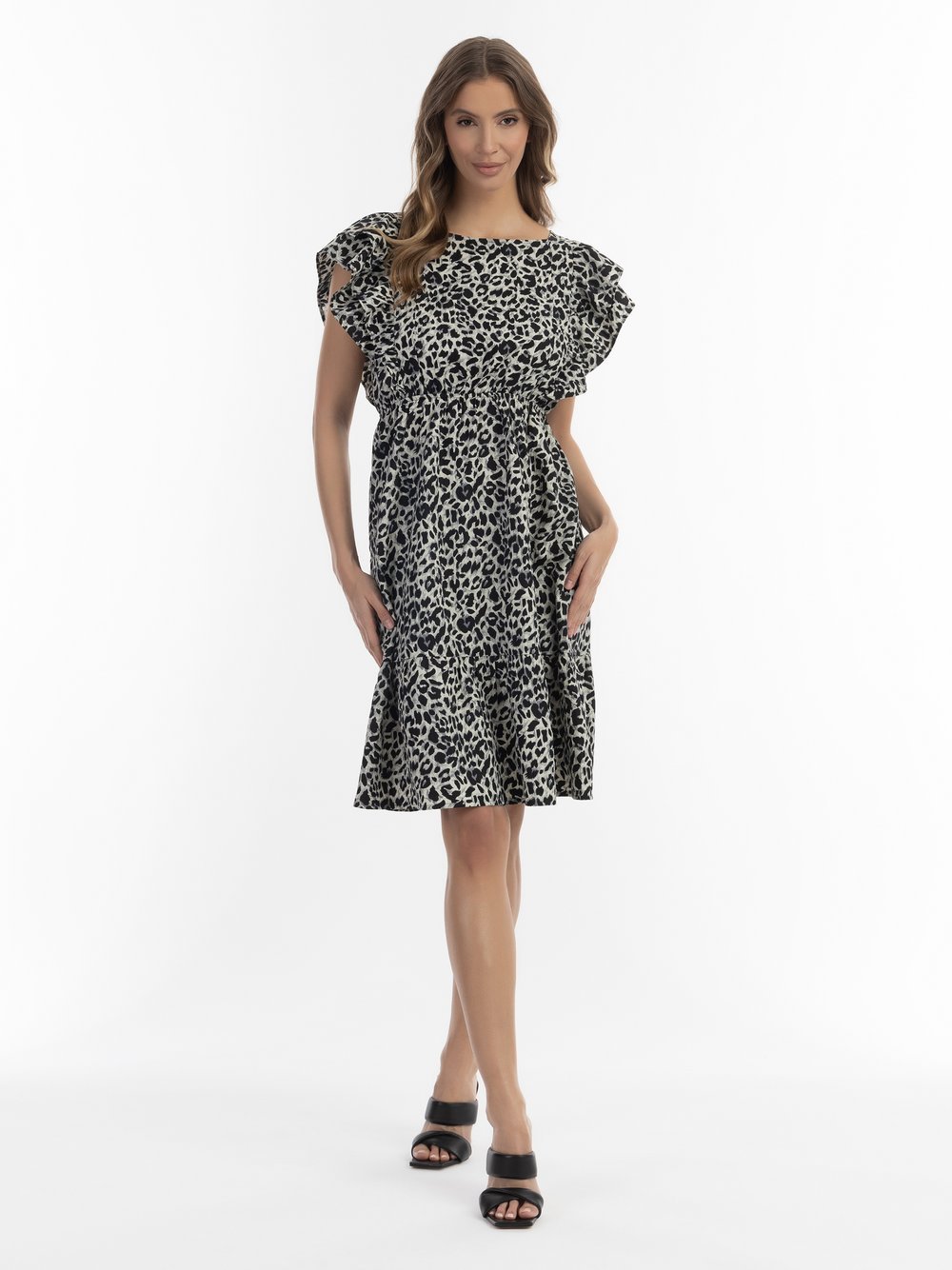 Faina Midikleid mit Leoprint Damen gemustert