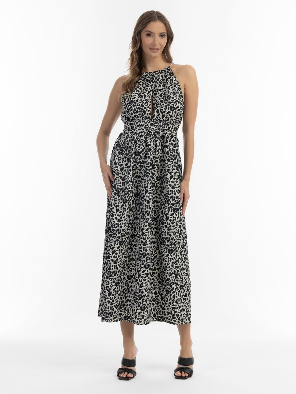 Faina Maxikleid mit Leoprint Damen gemustert
