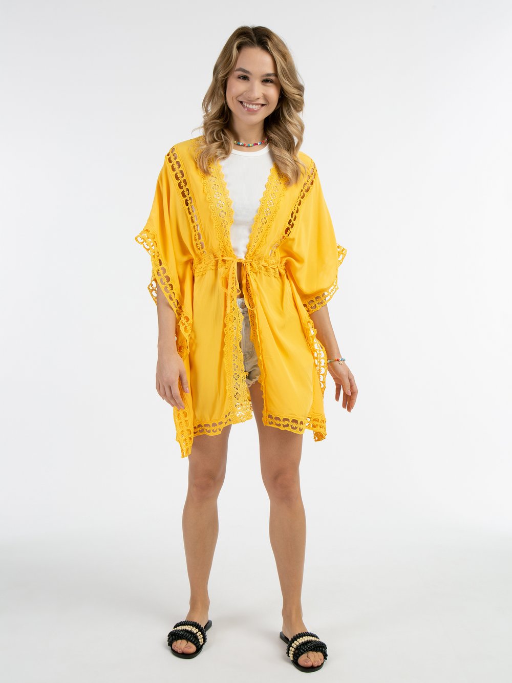 IZIA Kimono mit Lochspitze Damen Viskose