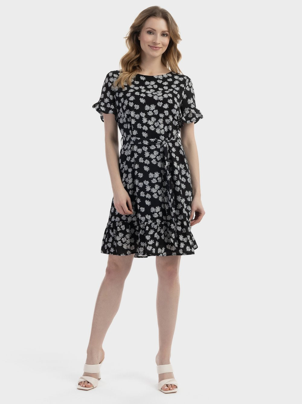 Usha Midikleid mit Rüschen Damen gemustert