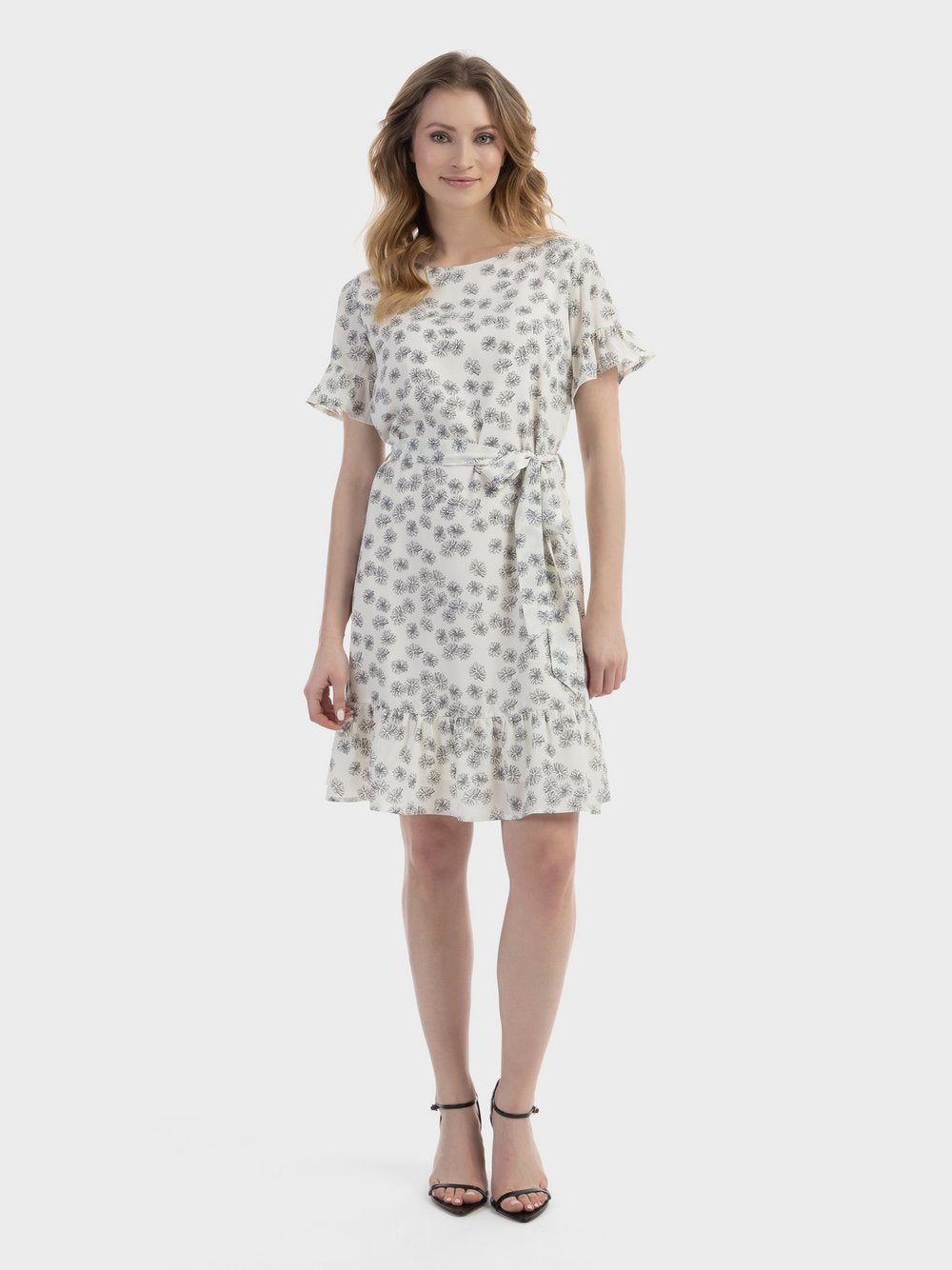 Usha Midikleid mit Rüschen Damen gemustert