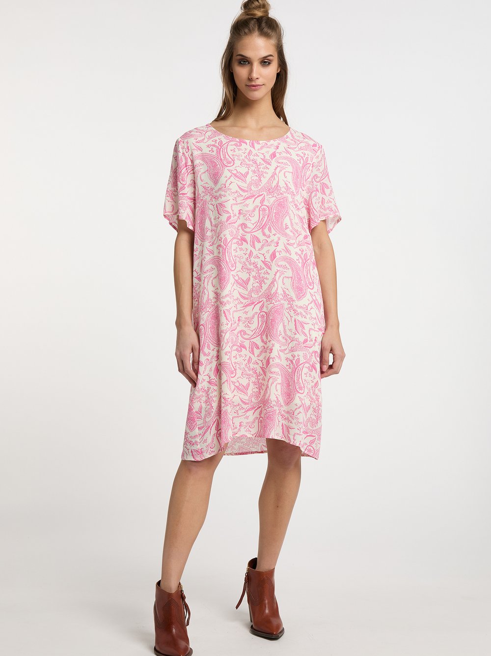 Usha Kurzarmkleid Damen Viskose gemustert