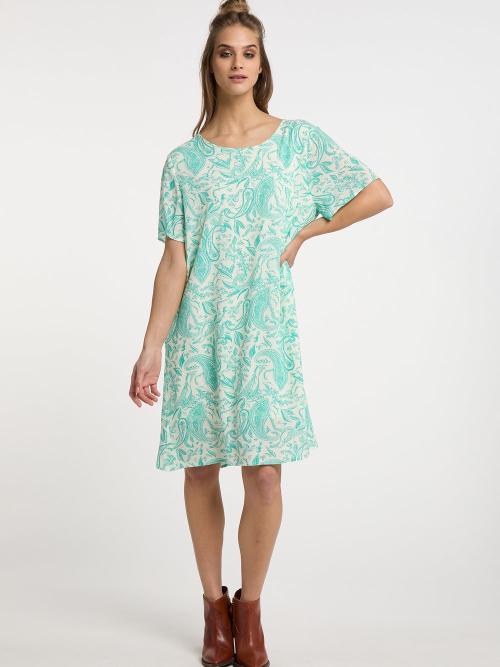 Usha Kurzarmkleid Damen Viskose gemustert