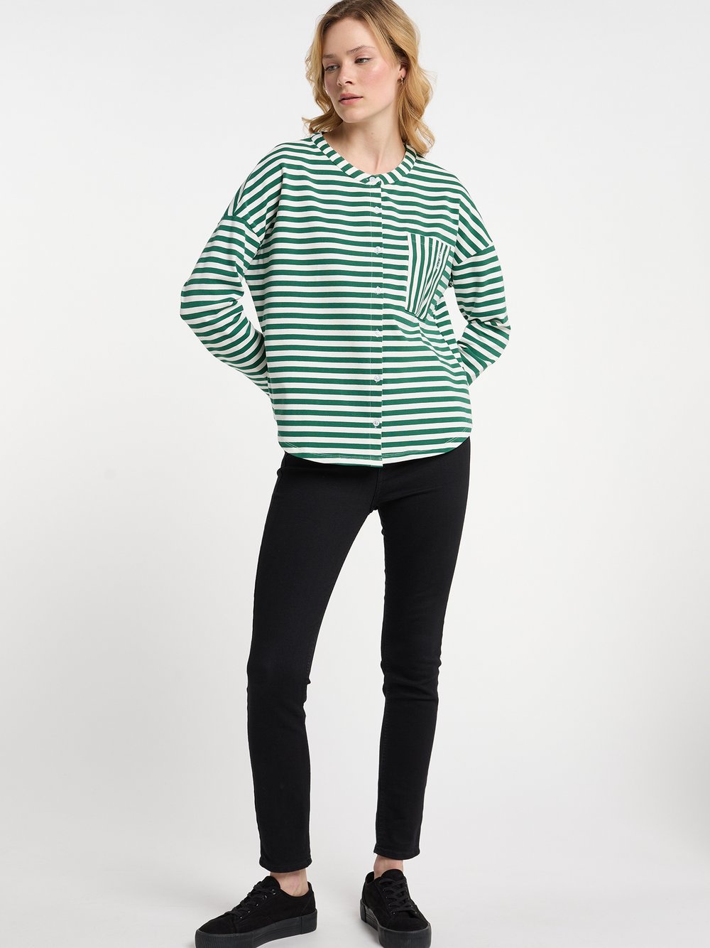 Dreimaster Sweatjacke Damen Baumwolle gestreift