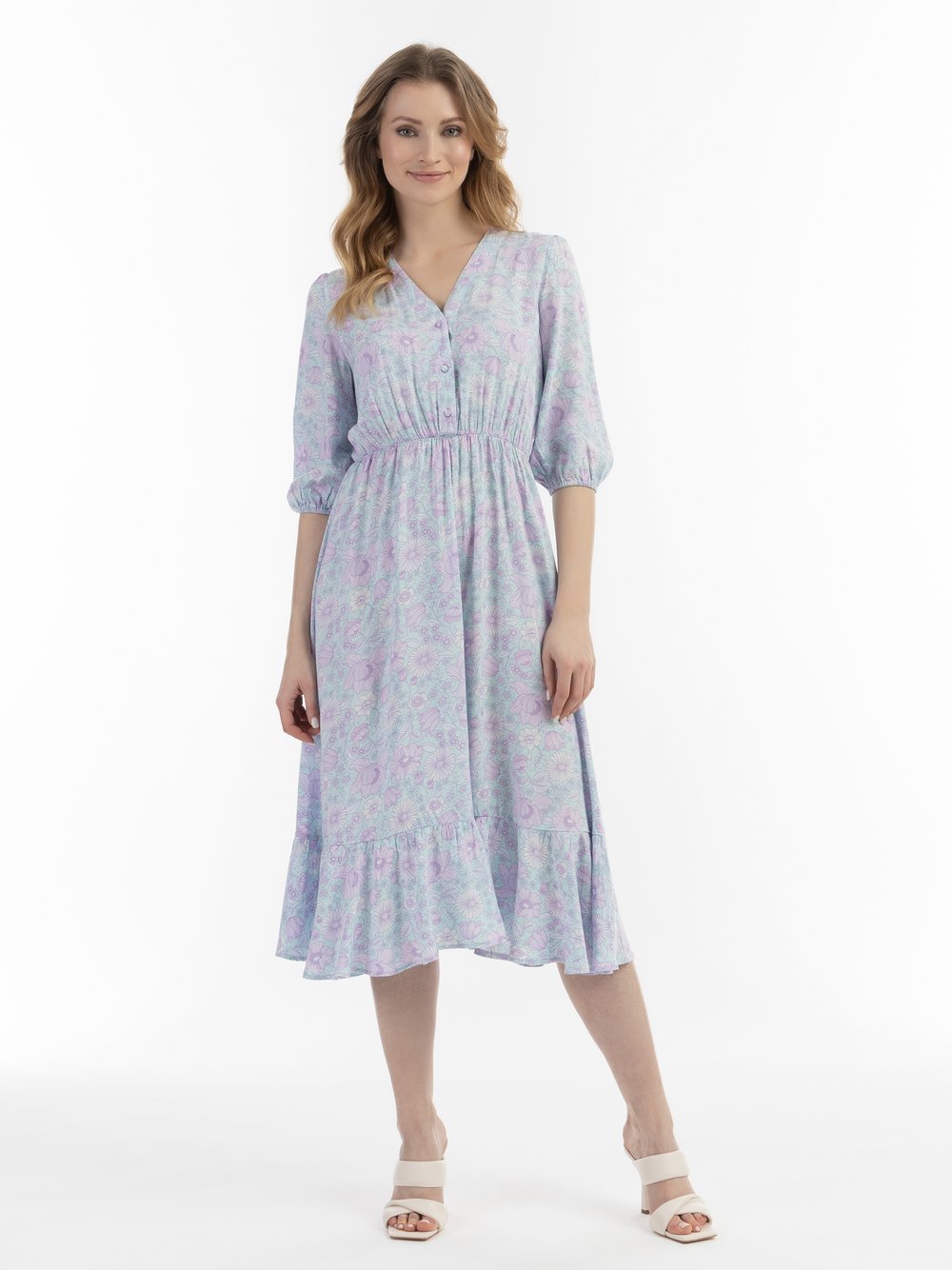 Usha Midikleid Damen Viskose gemustert