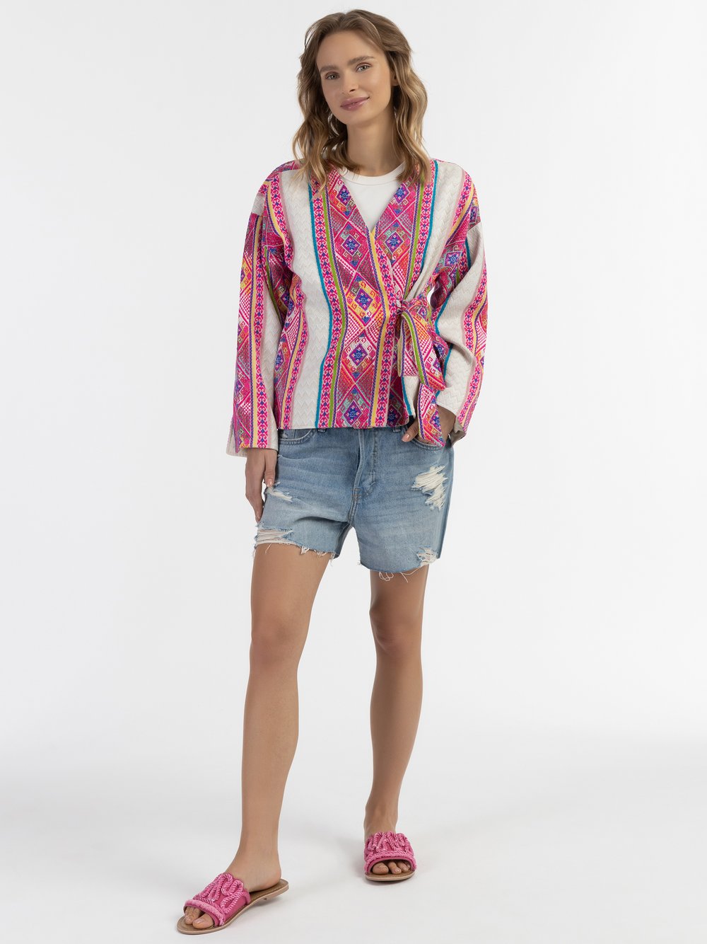 IZIA Wickeljacke Damen Baumwolle gemustert