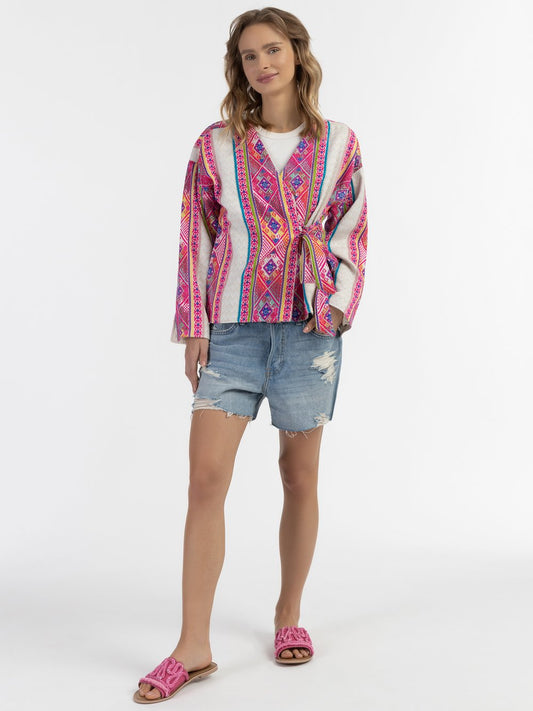 IZIA Wickeljacke Damen Baumwolle gemustert