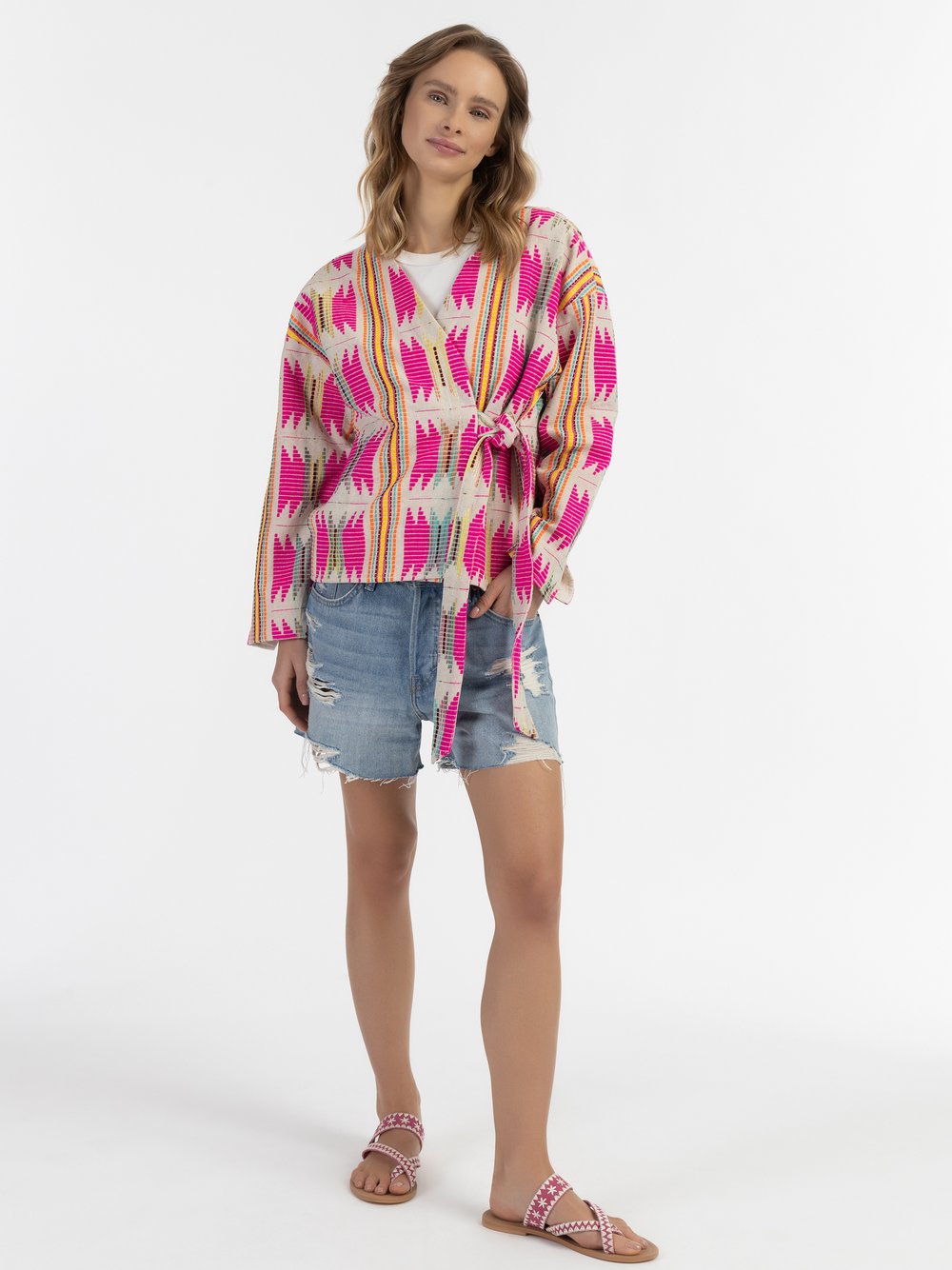 IZIA Wickeljacke Damen Baumwolle gemustert