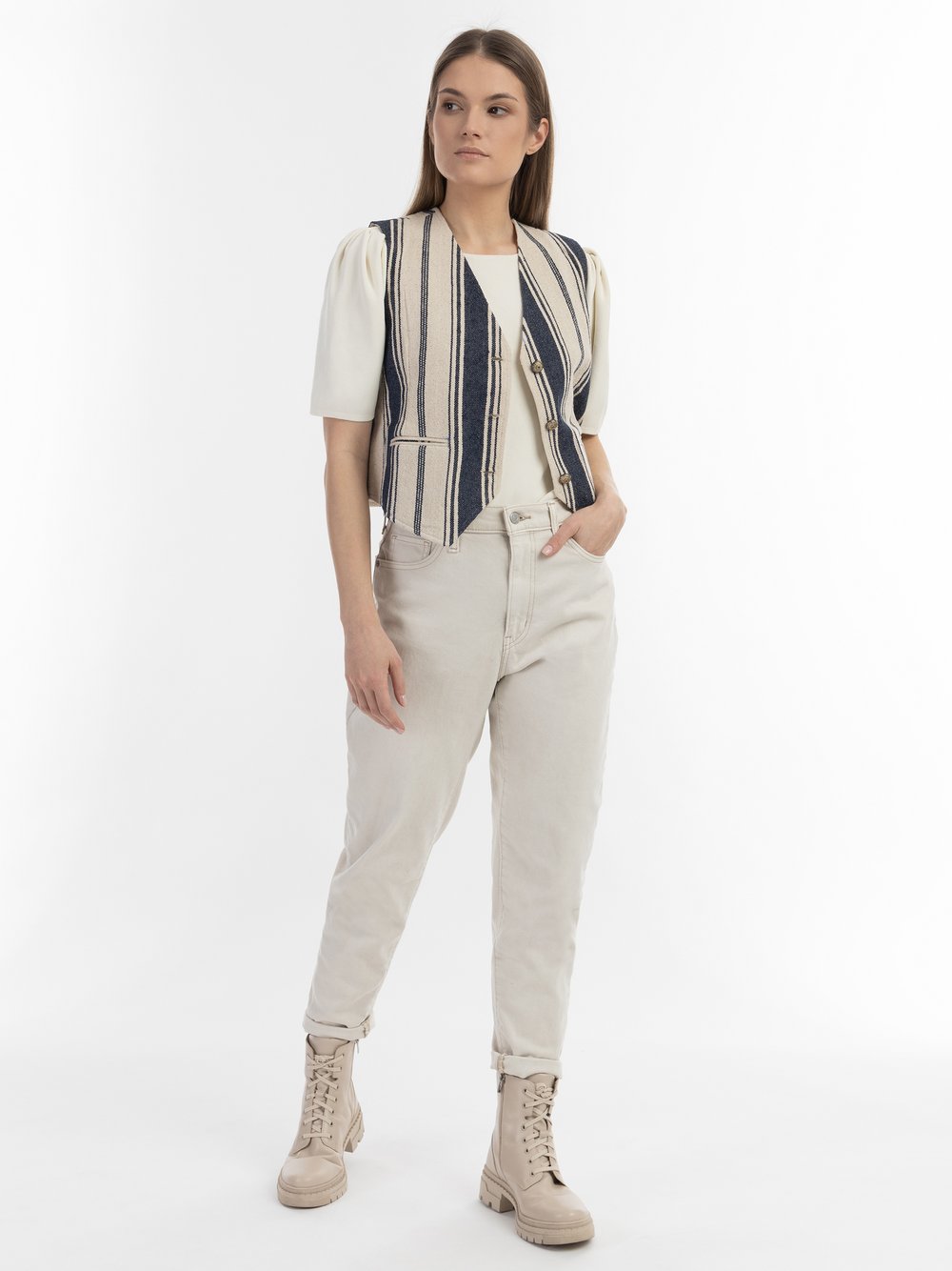 Dreimaster Weste Damen Baumwolle gestreift