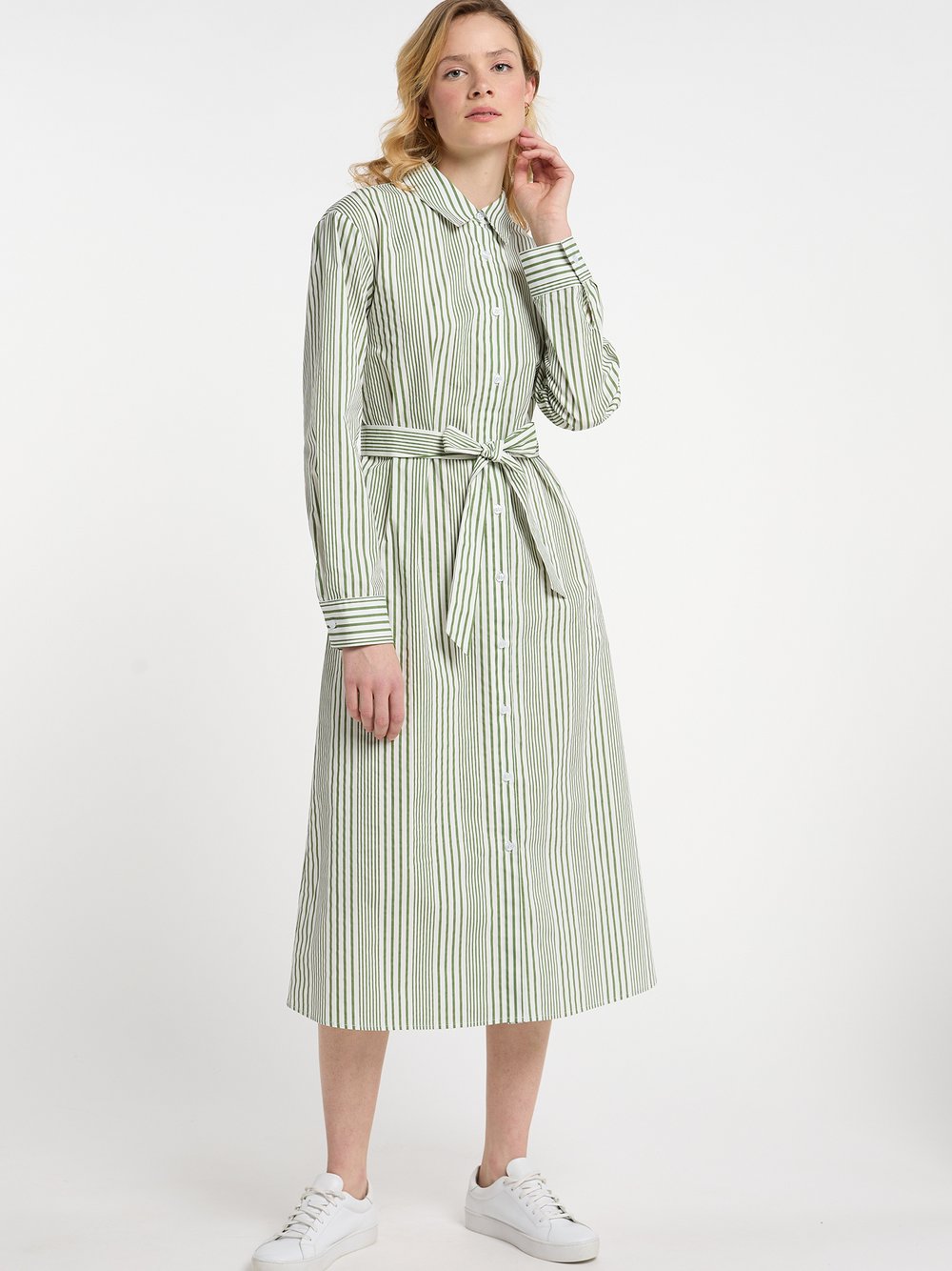 Dreimaster Hemdblusenkleid Damen Baumwolle gestreift