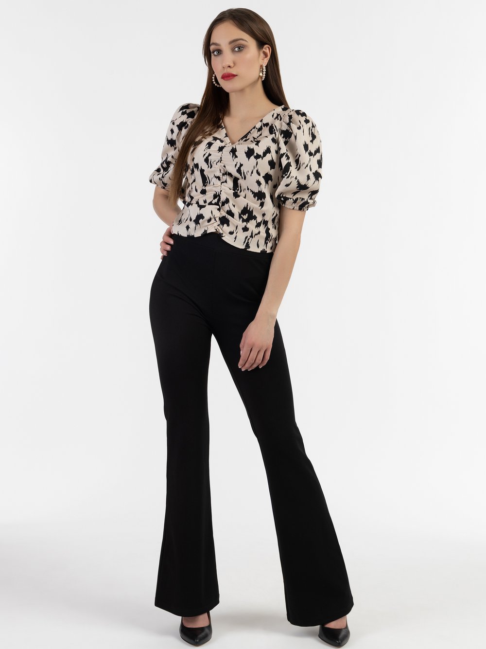 Faina Drapiertes Blusenshirt Damen gemustert