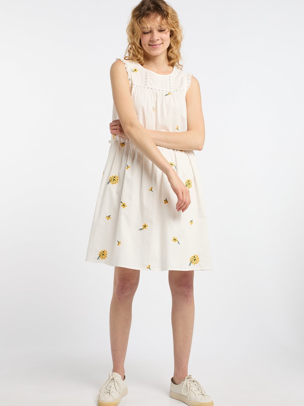 Dreimaster Midikleid Damen Baumwolle gemustert