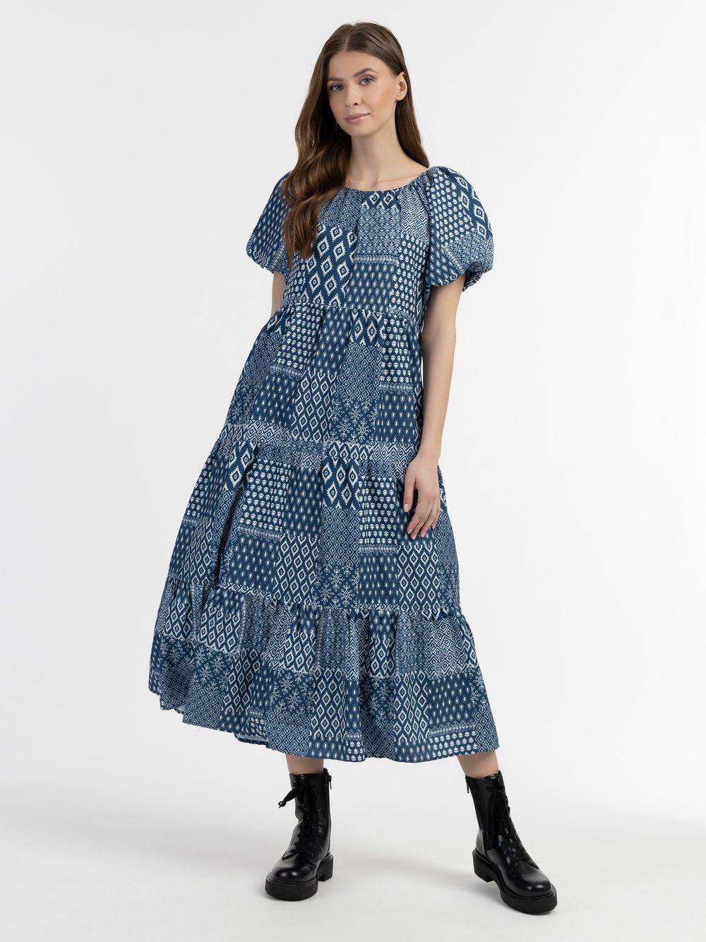 Dreimaster Kurzes Maxikleid Damen gemustert