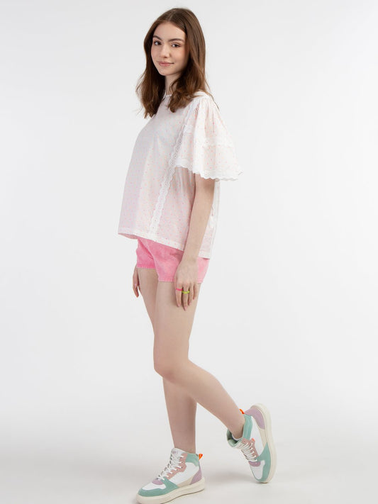 MyMo bluse mit spitze Damen gepunktet