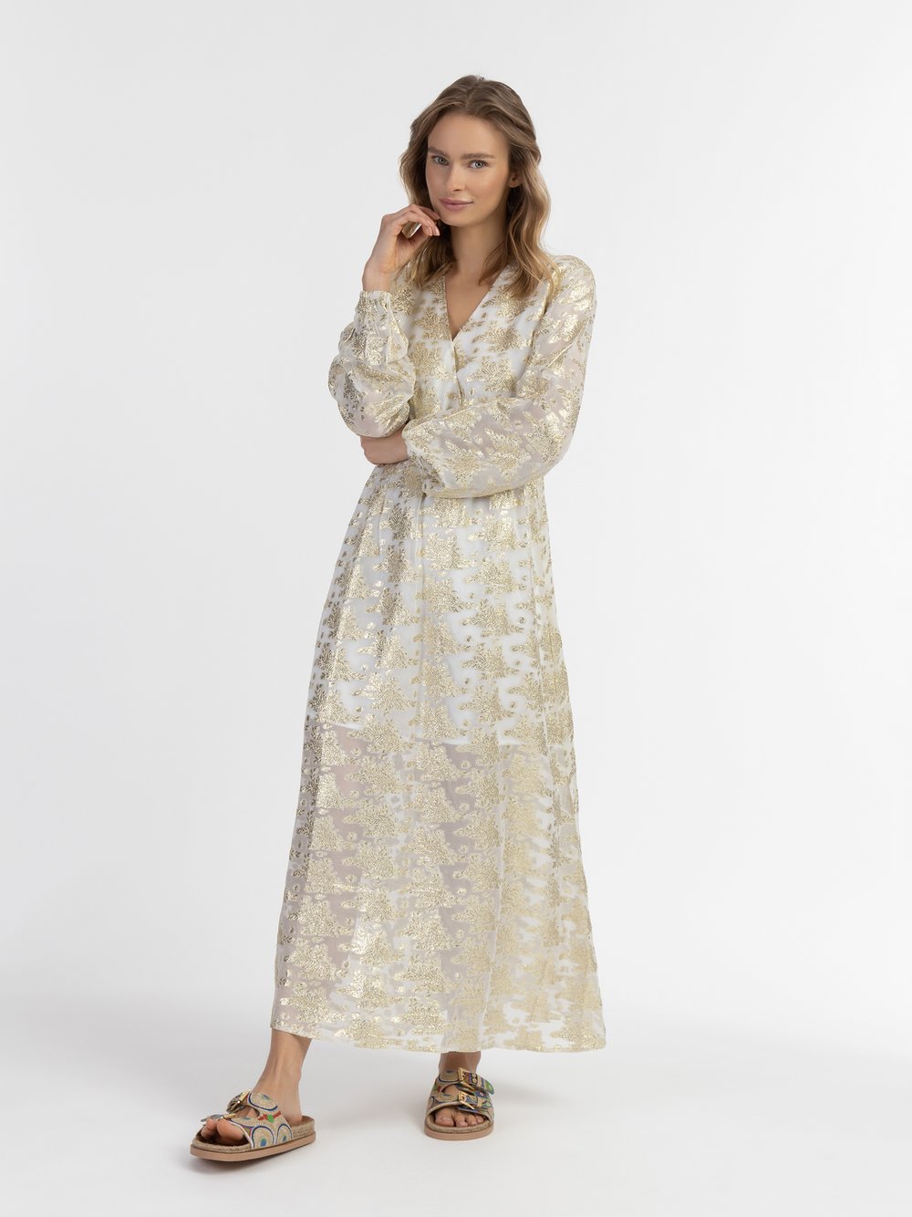 IZIA Maxikleid mit Stickerei Damen gemustert