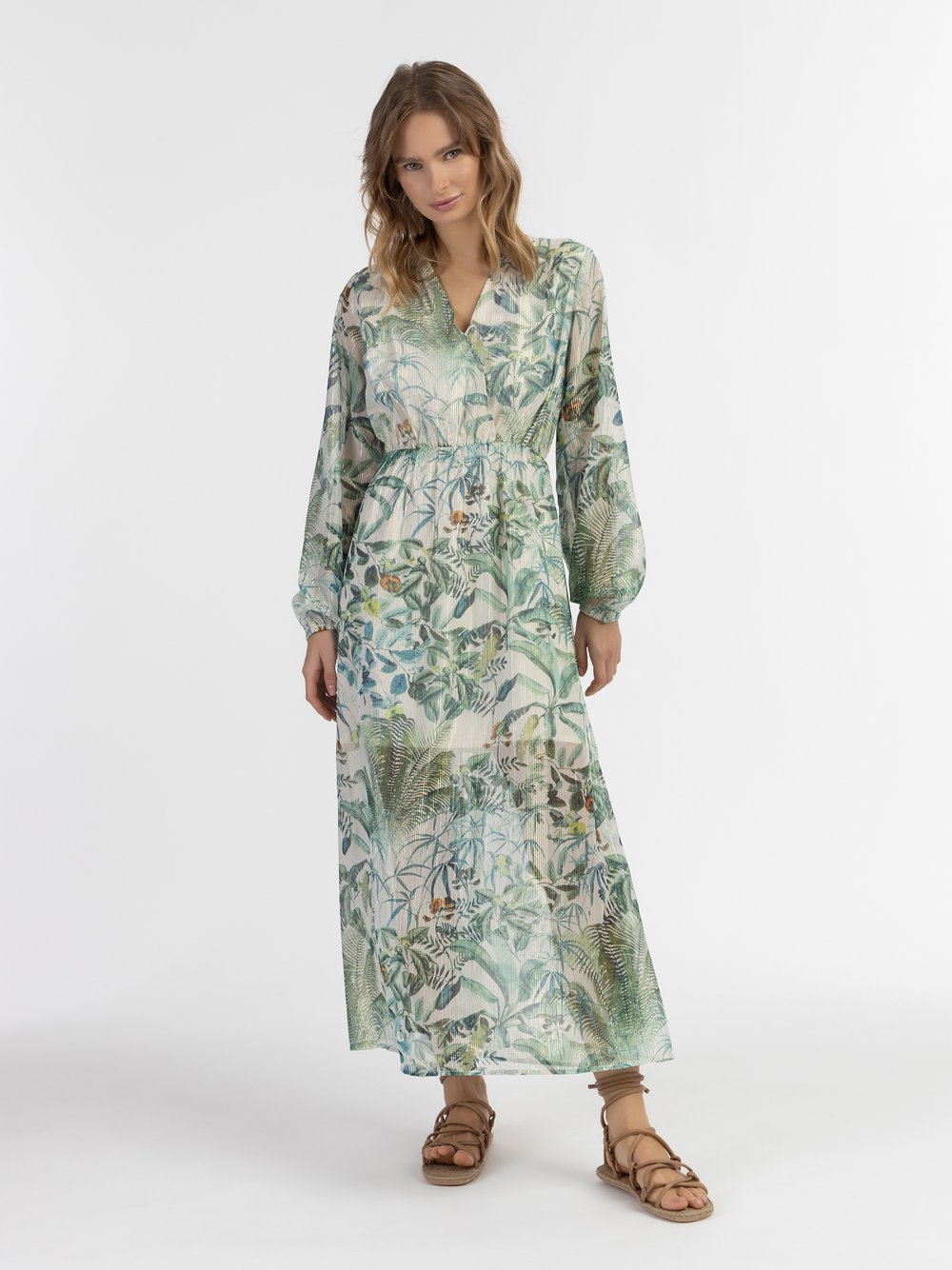 IZIA Maxi Langarmkleid Damen gemustert