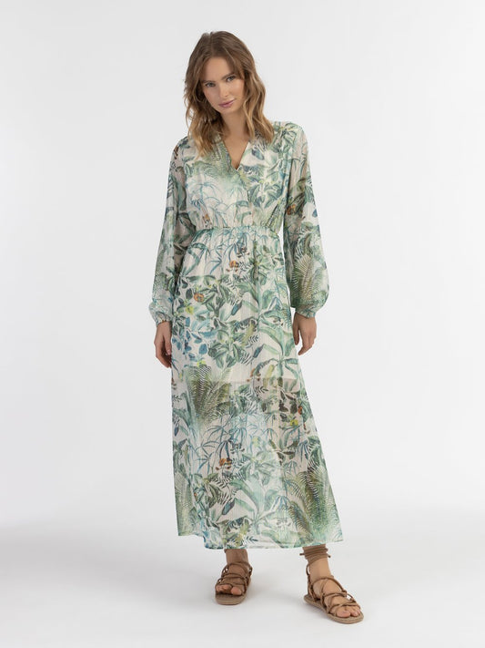 IZIA Maxi Langarmkleid Damen gemustert