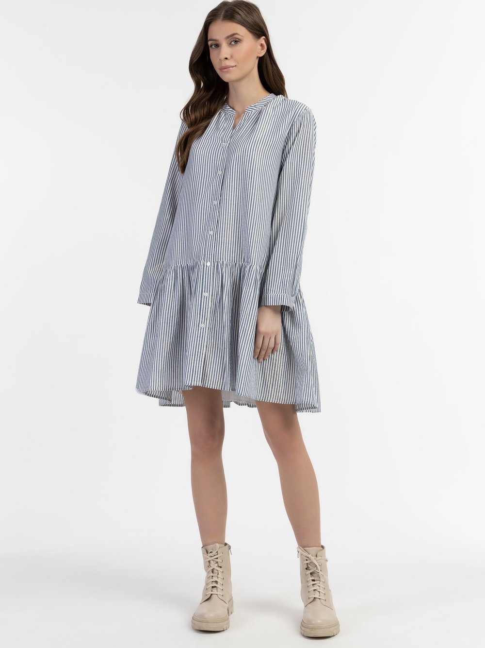 Dreimaster langarm kleid Damen Baumwolle gestreift