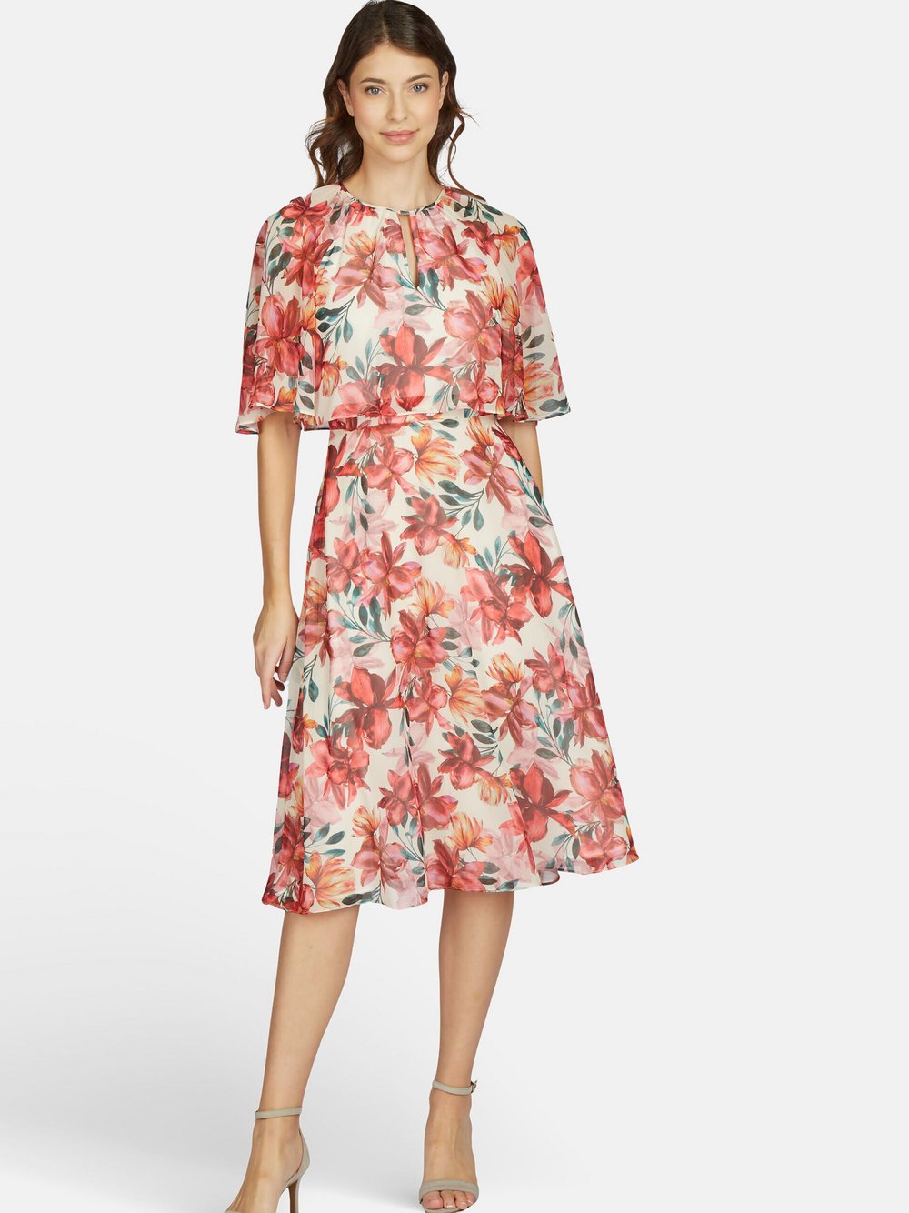 Kleo Midi-Chiffonkleid Damen gemustert