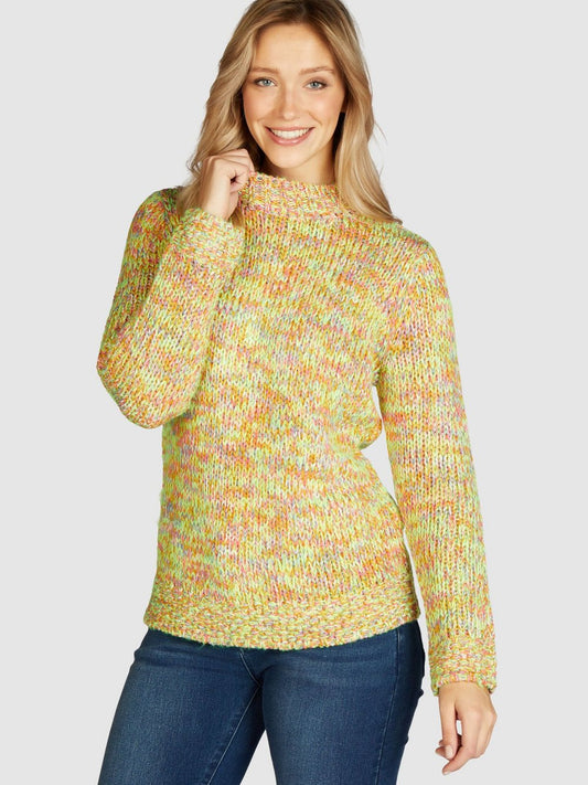 Navigazione Grobstrick-Pullover Damen Baumwolle meliert