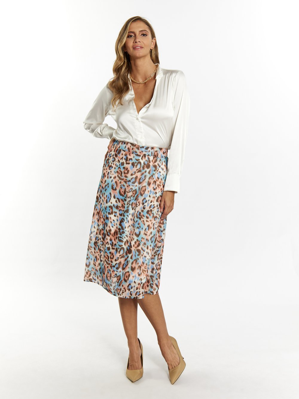 Faina Rock mit Leoprint Damen gemustert
