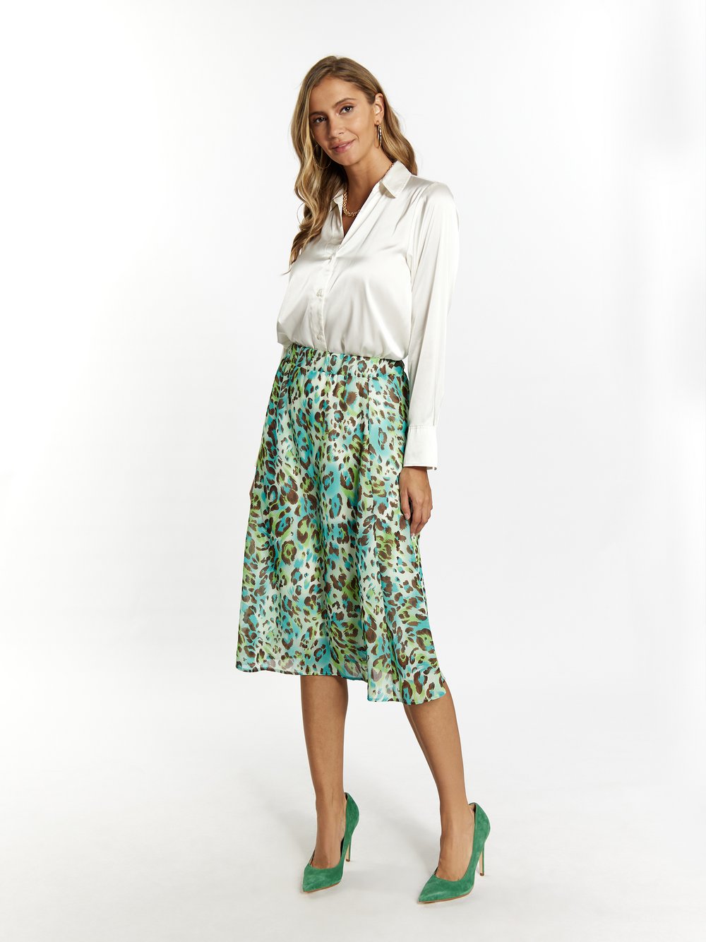 Faina Rock mit Leoprint Damen gemustert