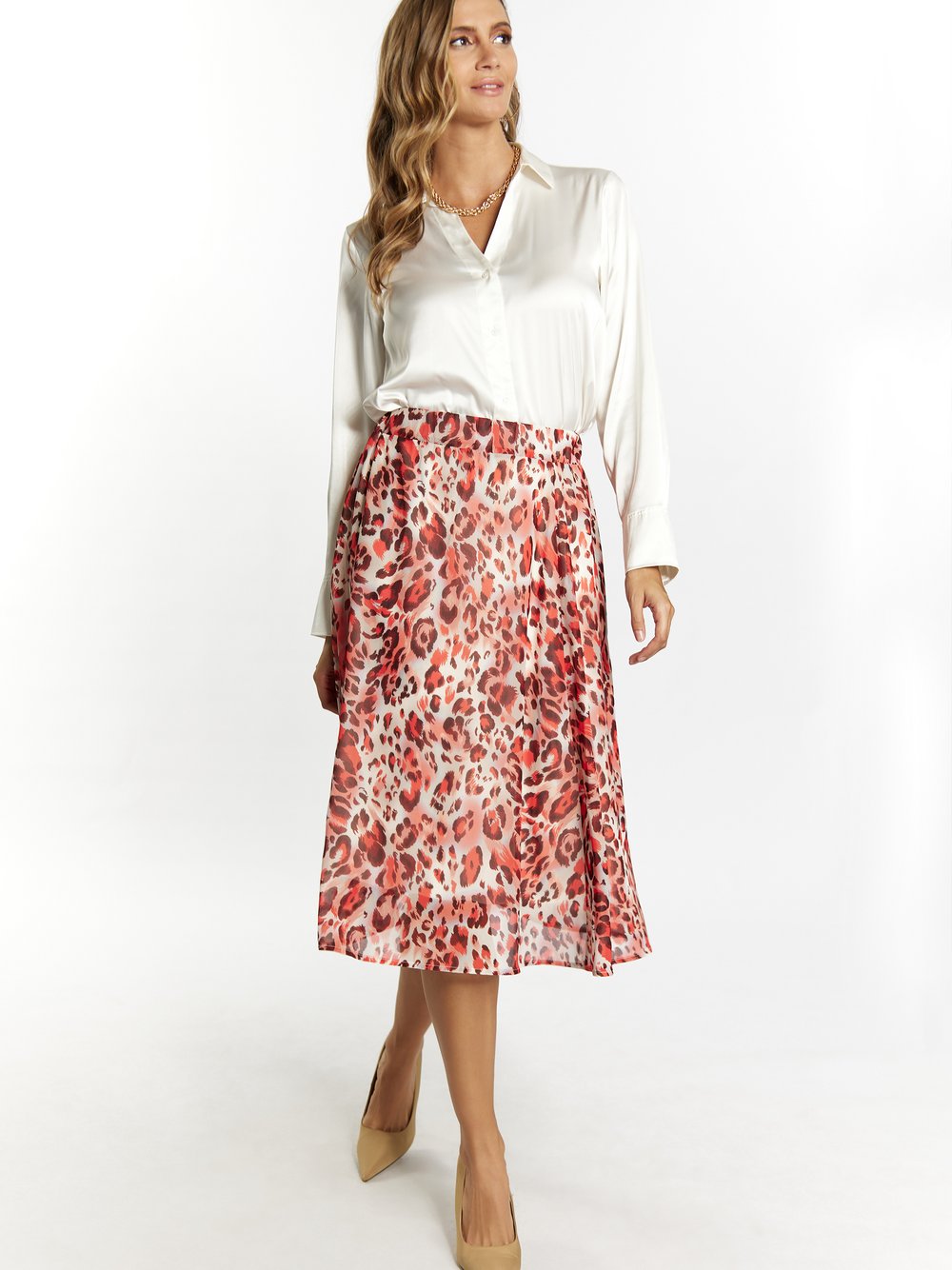 Faina Rock mit Leoprint Damen gemustert