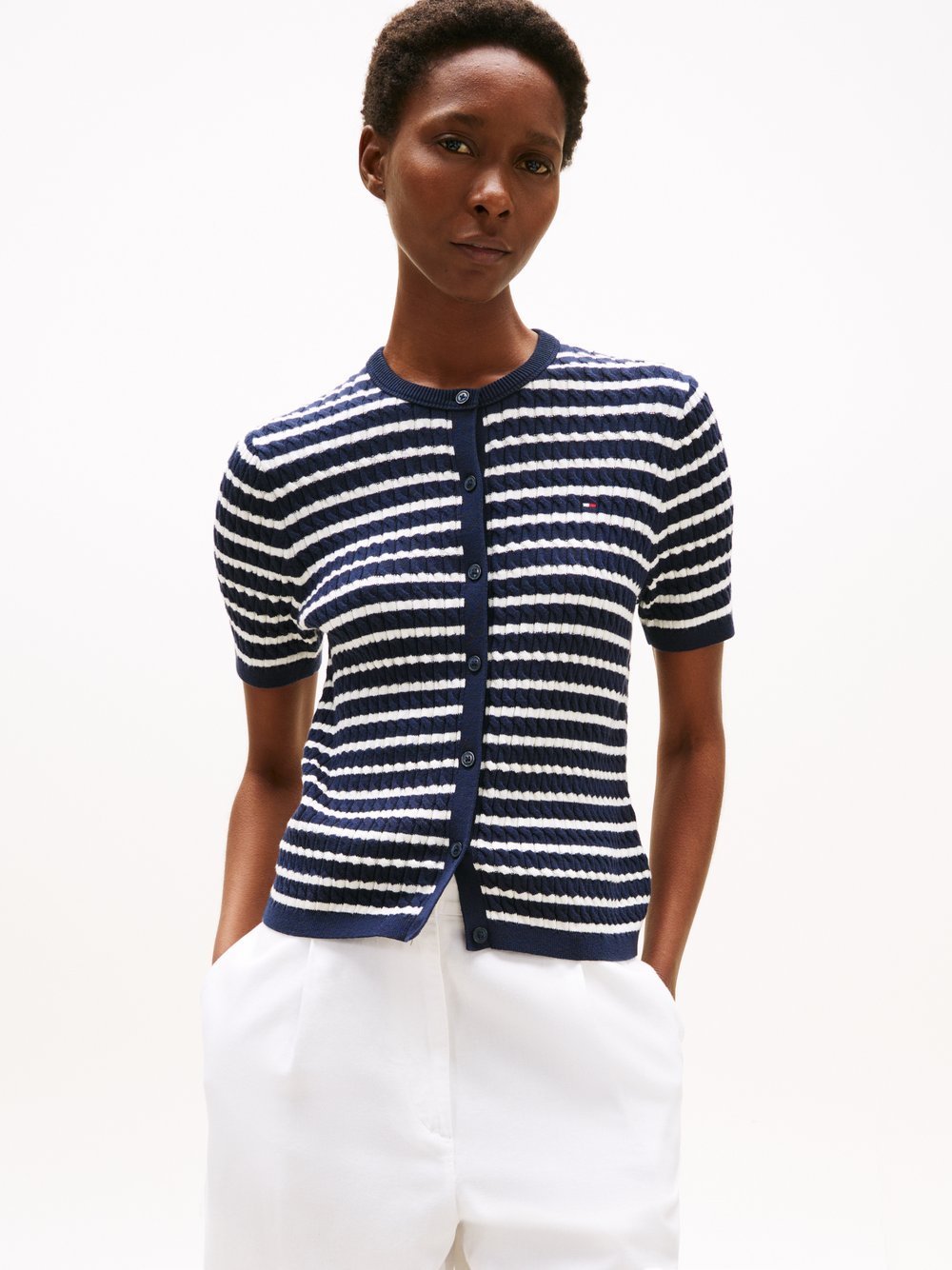 Tommy Hilfiger Kurzarm-Strickjacke Damen Baumwolle