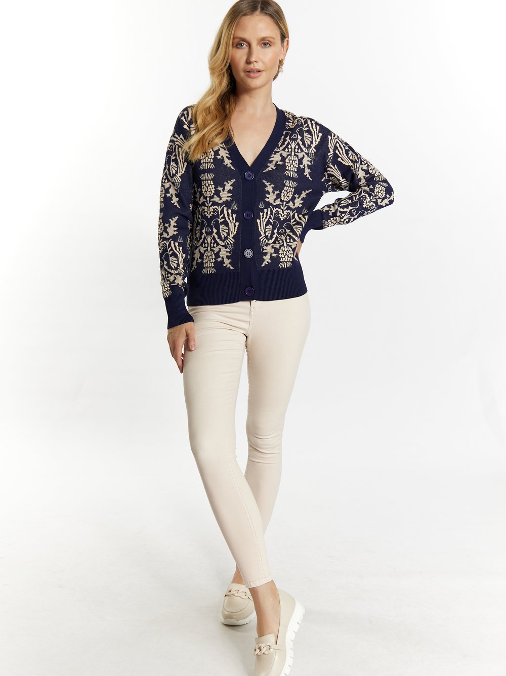 Usha Strickcardigan Damen Viskose gemustert