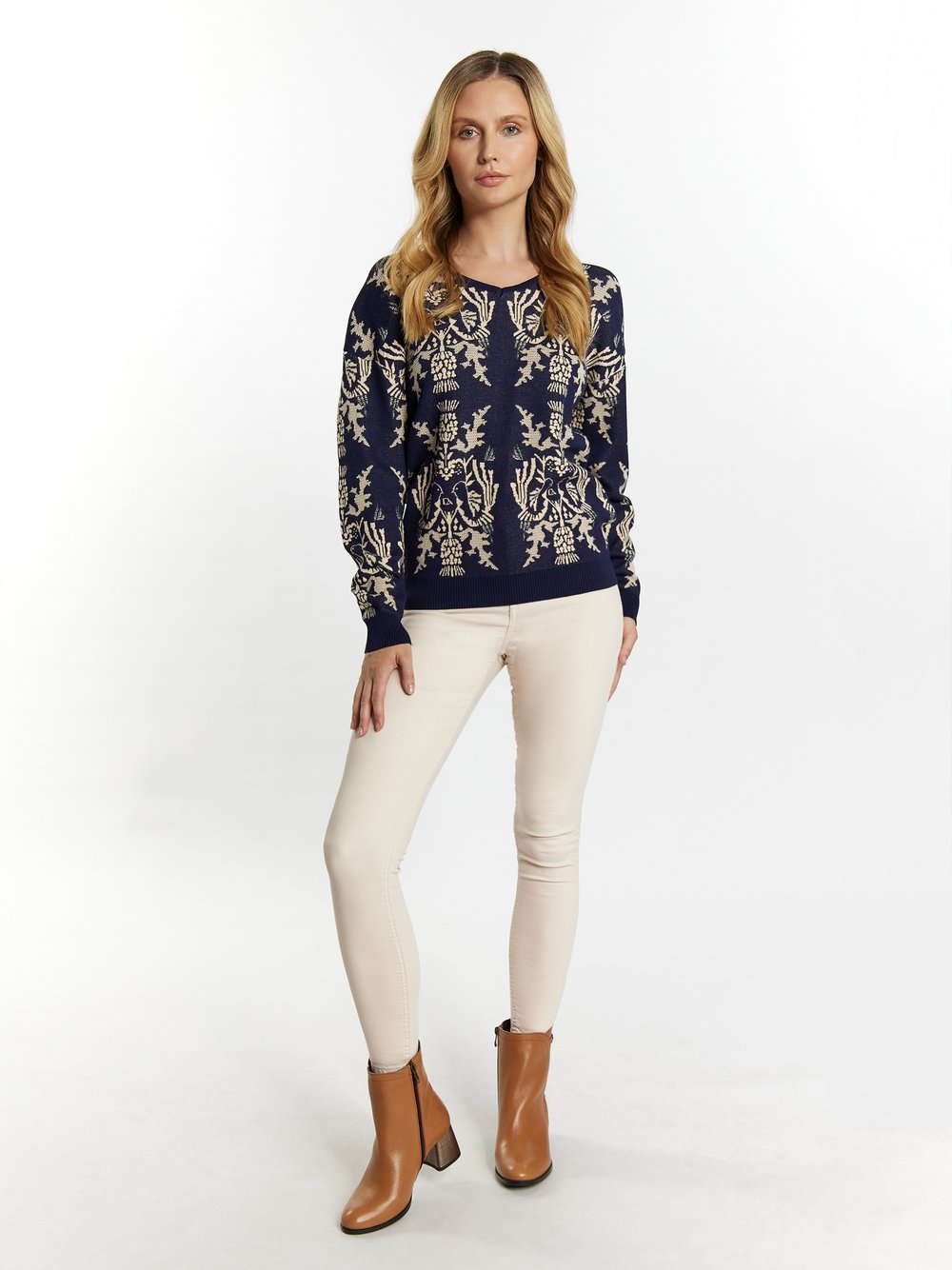 Usha Strickpullover Damen Viskose gemustert