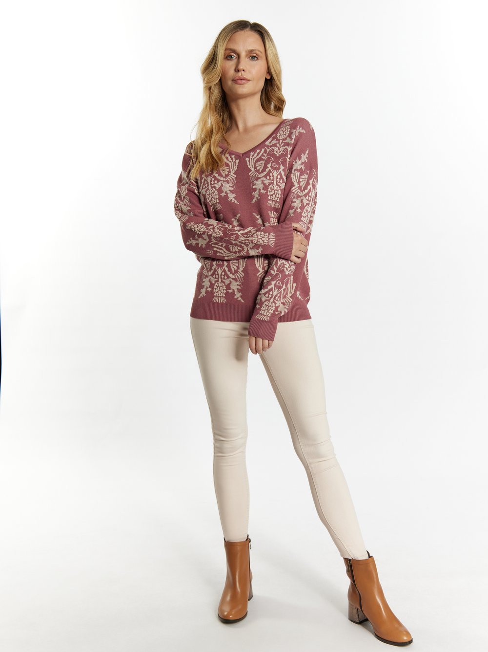 Usha Strickpullover Damen Viskose gemustert