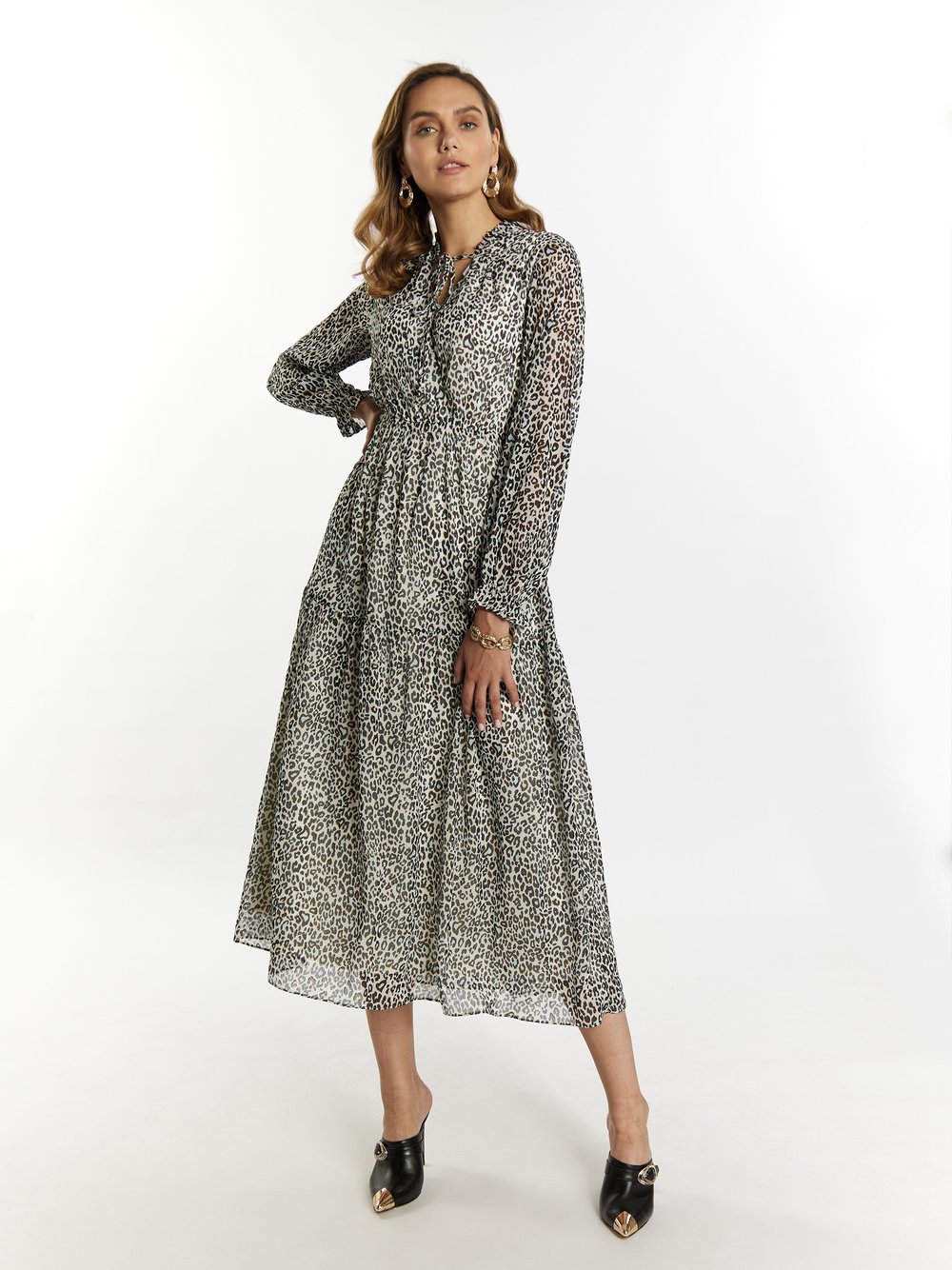 Faina Maxikleid mit Leoprint Damen gemustert
