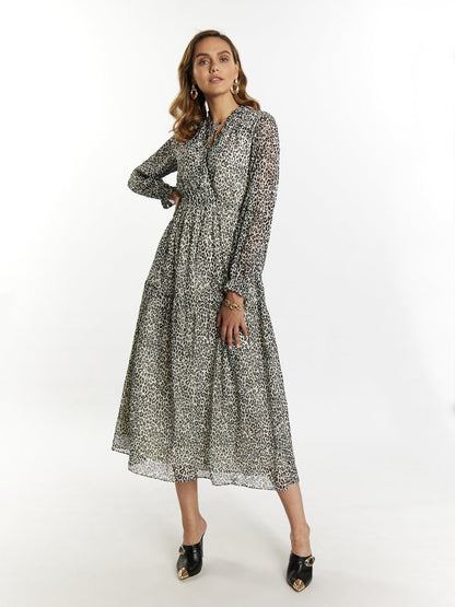 Faina Maxikleid mit Leoprint Damen gemustert