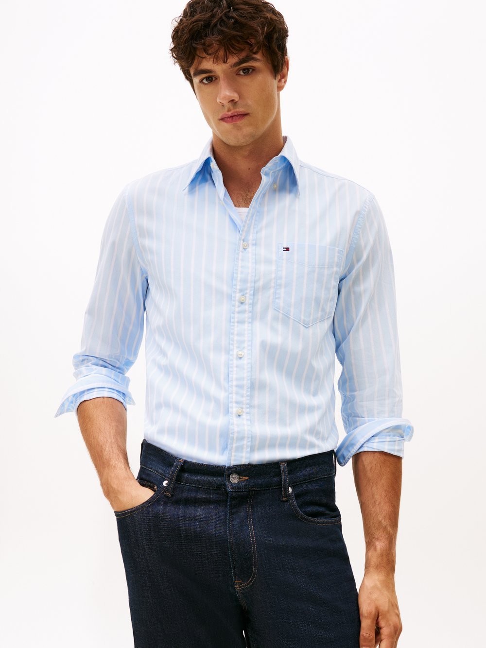 Tommy Hilfiger Freizeithemd Herren Regular Fit Baumwolle gestreift