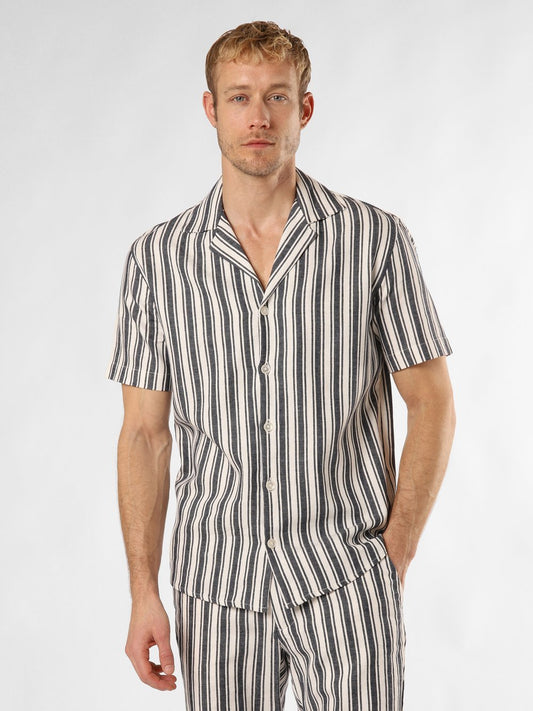 Finshley & Harding London Baukasten-Sakko mit Leinen-Anteil Herren Regular Fit gestreift